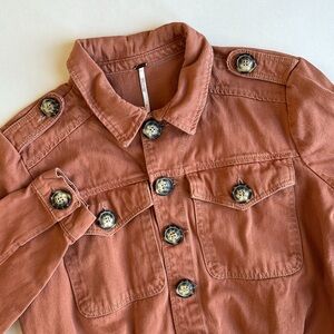 Free People Burnt Orange Slouchy Cotton Denim Button‎ Jacket Women’s Size Small